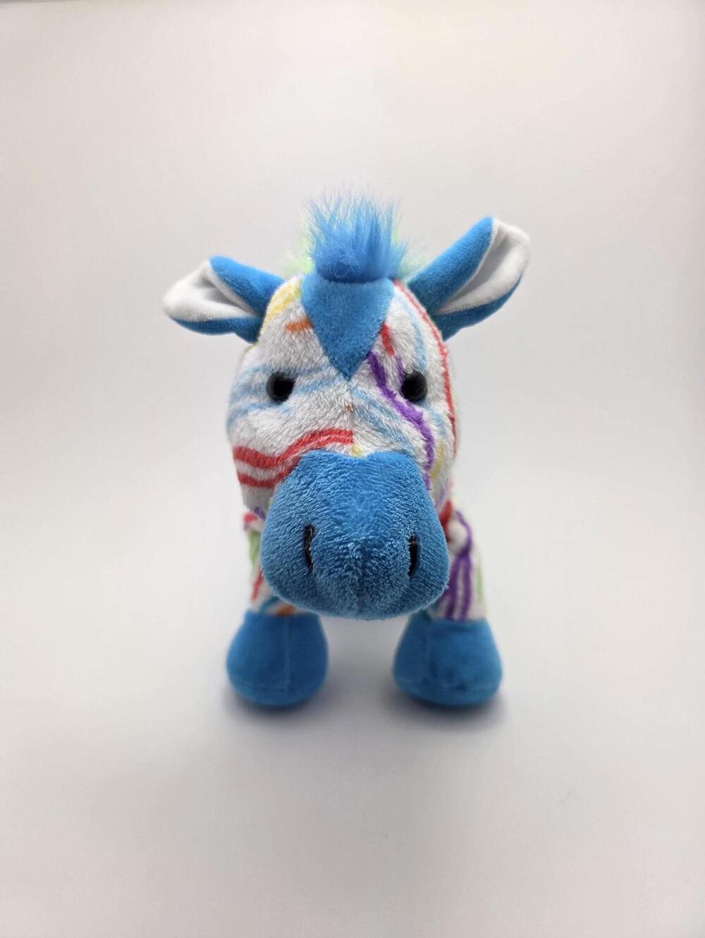 Adorable Vintage Webkinz Rainbow Zebra Plush with No Tag/Code (9 inch)